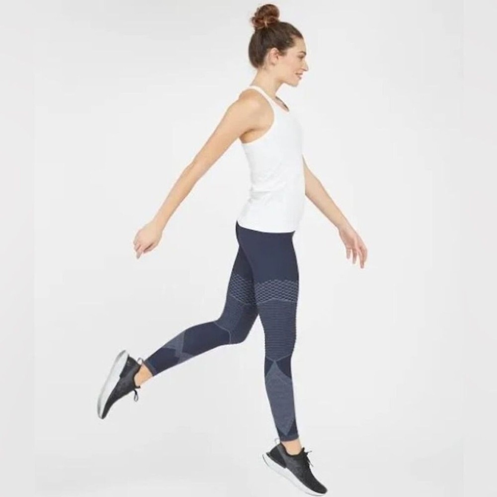 SPANX Seamless Legging Moto Leggings Indigo Sky navy blue NWT New - Picture 3 of 4
